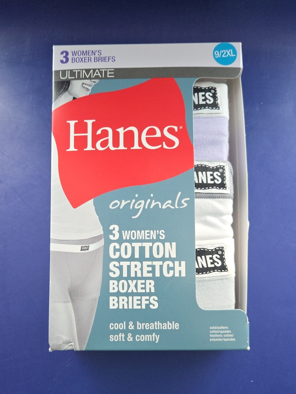 Hanes Women Cotton Stretch Boxer Briefs Set Of 3 Size 9 XXL